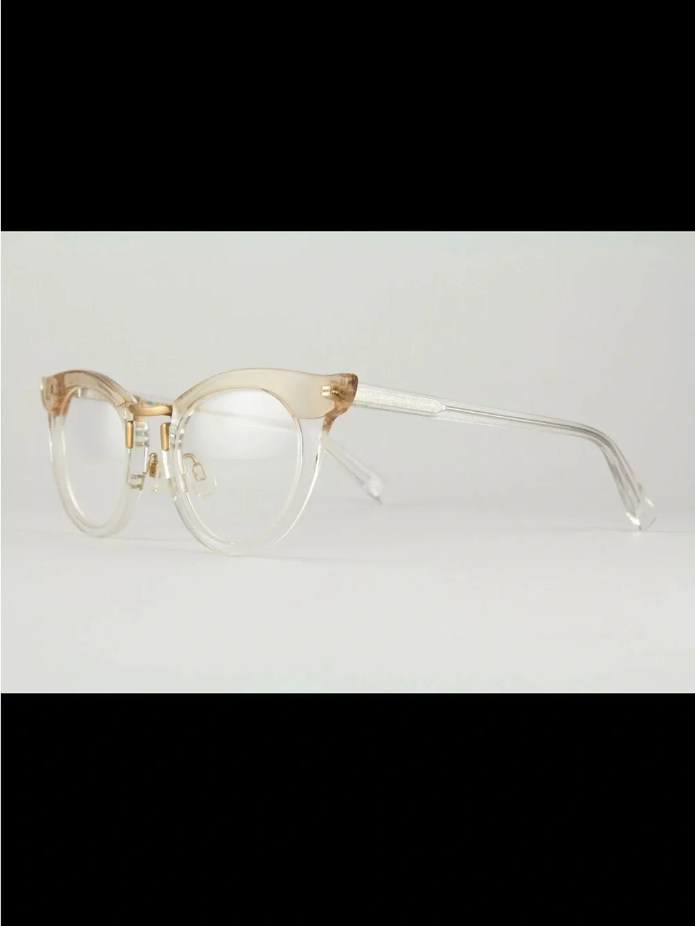 Warby Parker Zelda Leith 47mm Crystal Peach & Gold Rimless-Style Glasses RARE
